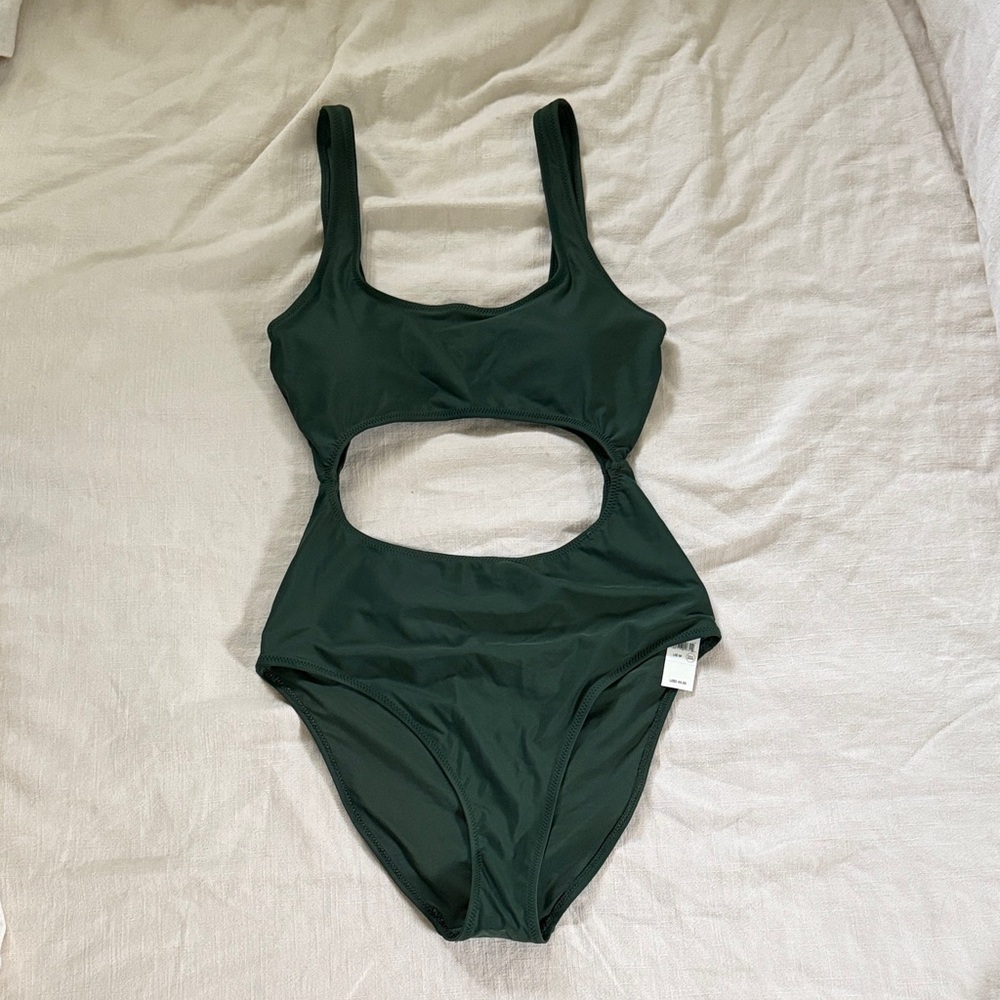 Green Cutout One-Piece Swimsuit